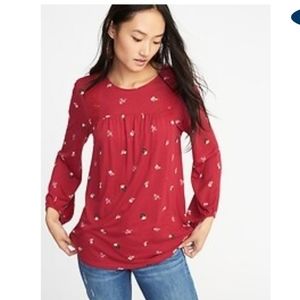 Lace trim Balloon Sleeve Top